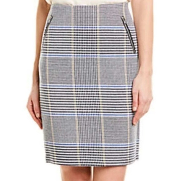 J.McLaughlin Dresses & Skirts - J.McLaughlin Houndstooth Pencil Skirt Women's 8 Zipper Detail French Tweed Lined